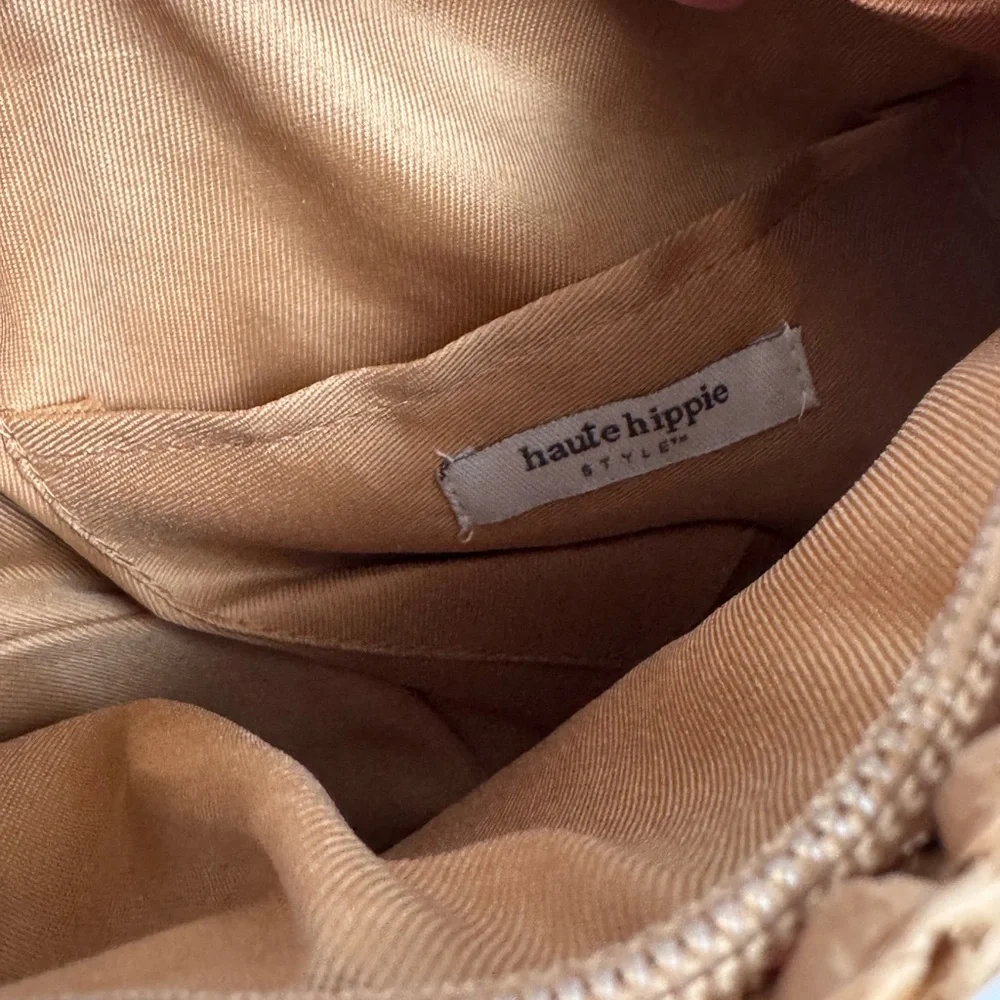 NWT Haute Hippie Straw Pearl-Embellished Woven Shoulder Hobo Bag in Natural Tan
